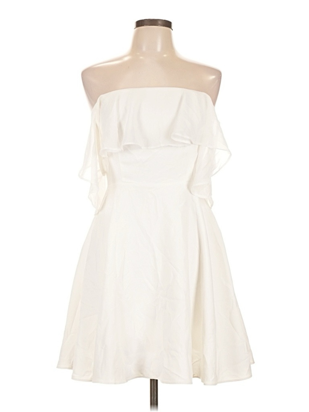 Lulu's White Off the Shoulder Ruffle Fit & Flare Mini Dress